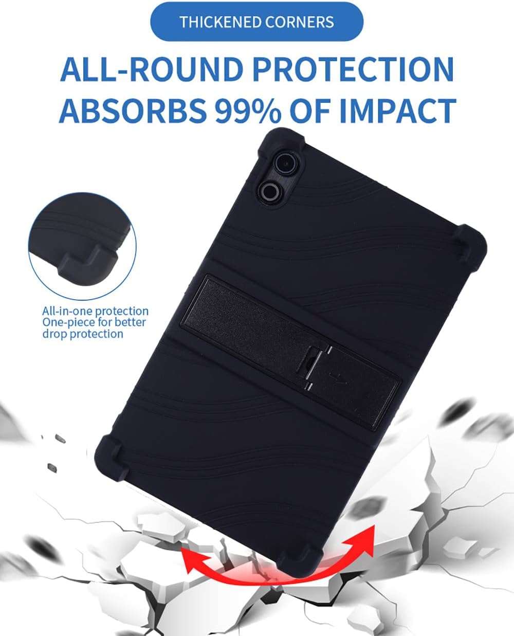 Case for FEARWIKY FEARPADC12 / FEARWIKY C12 / Ainmel AMLC107 / Freeski FSKC121118 Tablet 10.4 Inch, Soft Silicone Protective Cover with Stand, Black image 5
