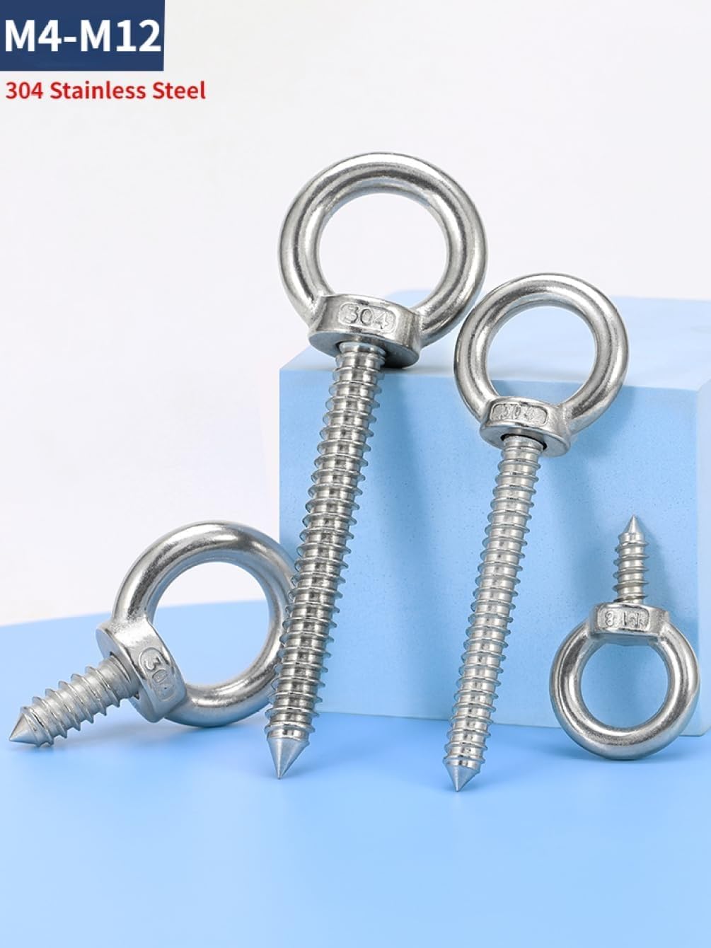 Eye Bolts 2pcs Lifting Eye Nuts M8 Lifting Eye Bolt 304 Stainless Steel Eyebolt Screws Quickly Installed Ring Hooking Nut Screws(100mm)