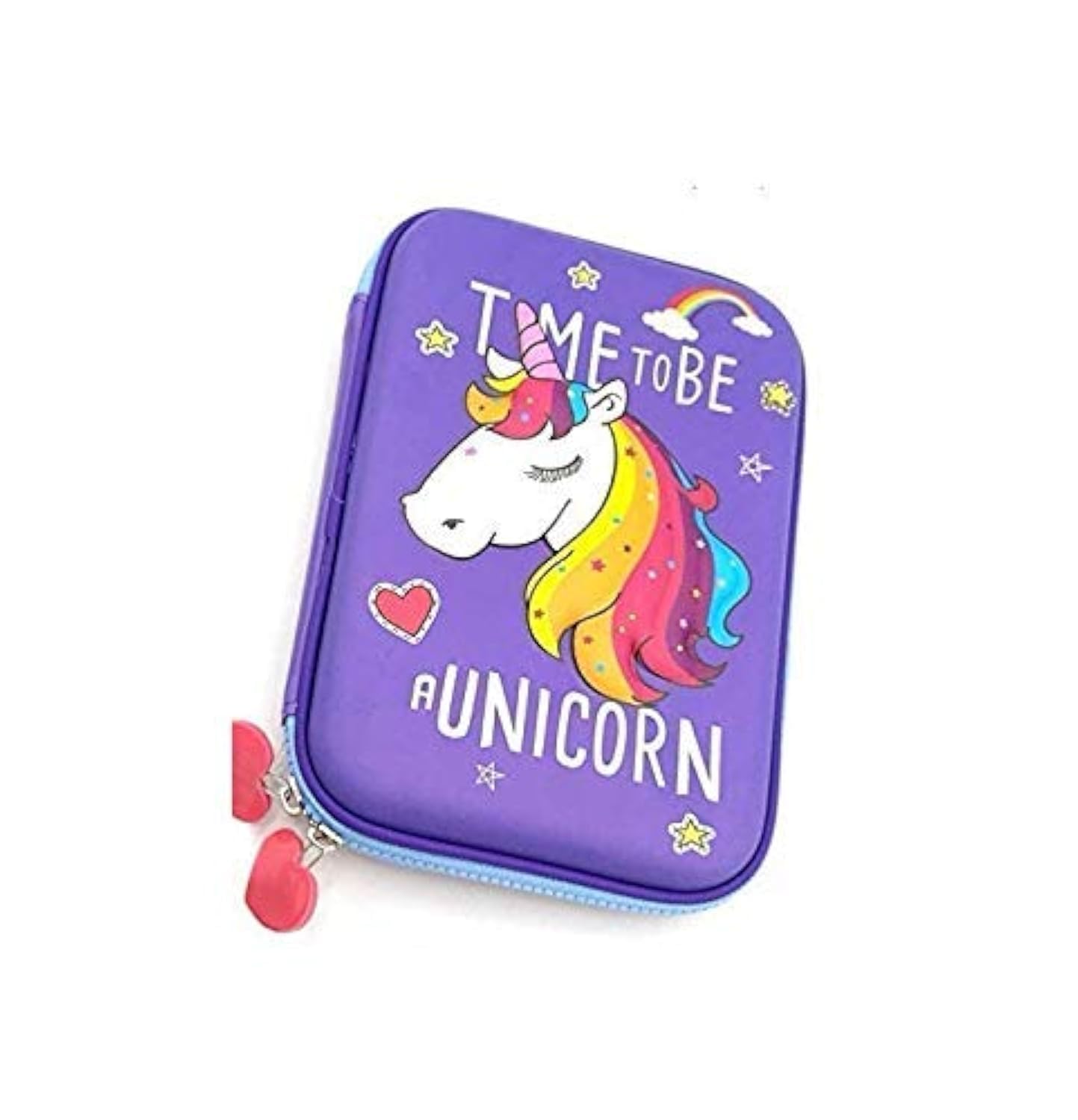 Ethylene Vinyl Acetate (Eva) Mist Stylish Unicorn Print Large Capacity Hardtop Eva Pencil Case Organizer School Kids Girls Women Pen Holder Pouch Multipurpose (Purple)
