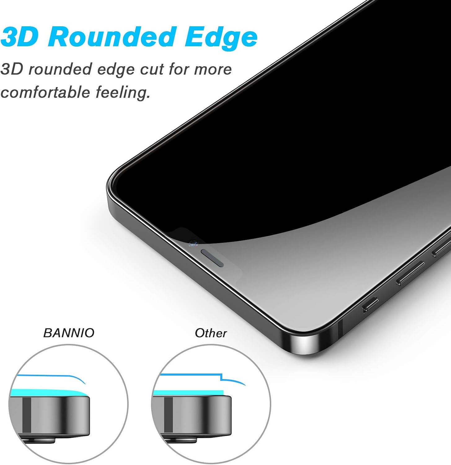 BANNIO (2 Packs Screen Protector Compatible with iPhone 12 Pro Max (6.7 Inch),(Edge to Edge 3D Coverage) Tempered Glass Screen Protector,(Guidance Frame Include),Full Screen Protection film,Black