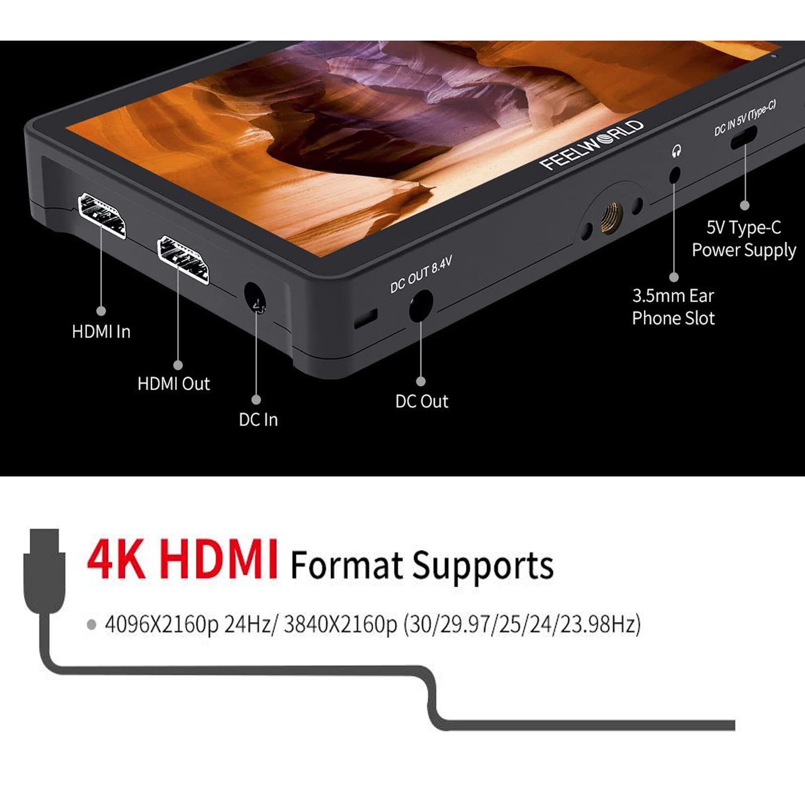 FEELWORLD F5 Pro V4 Monitor de campo de câmera DSLR com tela