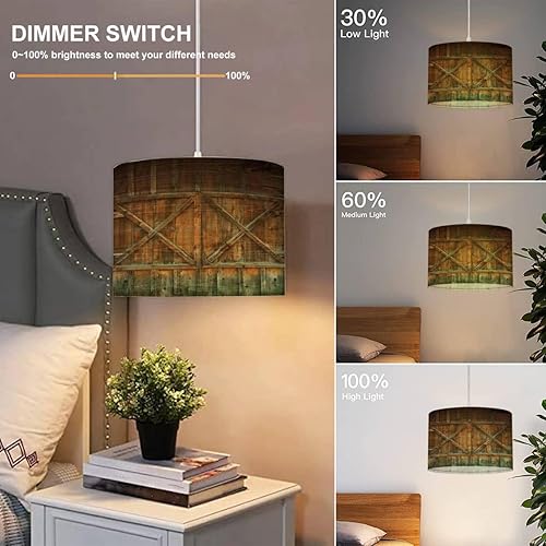Miniatura 4 de Lámpara colgante enchufable con marco occidental con cable de enchufe de 16.4 pies, interruptor regulable, pantalla de tela, luz colgante para