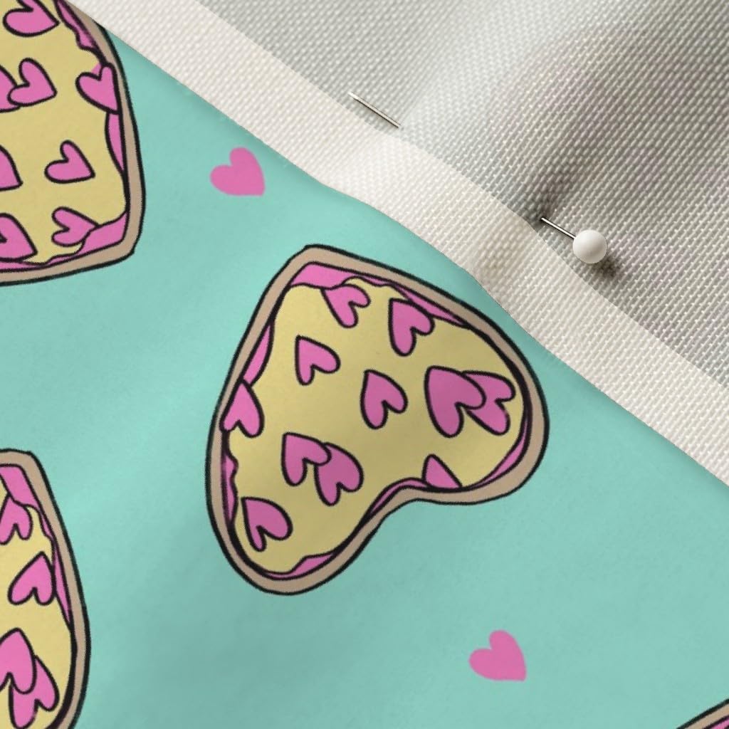 Spoonflower Fabric - Pizza Heart Valentines Day Love Foodie Mint Food Hearts Printed on Upholstery Velvet Fabric Fat Quarter - Upholstery Home Decor Bottomweight Apparel