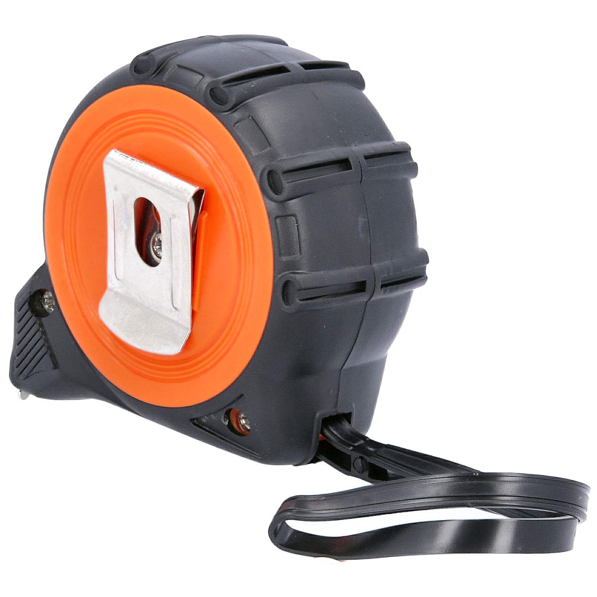 Wellcut Mètre ruban professionnel rétractable - Mètre ruban magnétique - 5 m - 25 mm de large - Système Multifix - Clip de ceinture en métal - Noir/orange