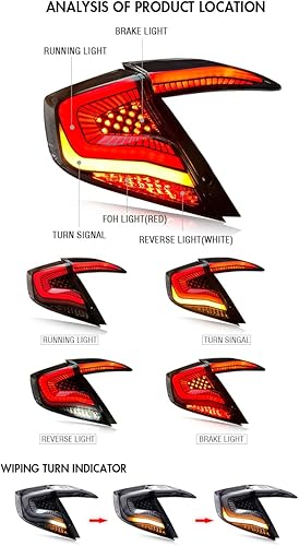Miniatura 2 de TT-ABC Mods Luz trasera para Honda Civic 10ª generación 2016-2021 RGB Control de cambio de color solo para Sedan (luces traseras RGB)