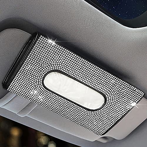 Boîte de Mouchoirs pour Pare-Soleil de Voiture, Voiture en Cuir Accessoires Pare-Soleil Porte-Papier Mouchoir Clip, Porte Mouchoir Voiture Pare Soleil Brillante, Conteneurs Stockage de Mouchoirs Cover
