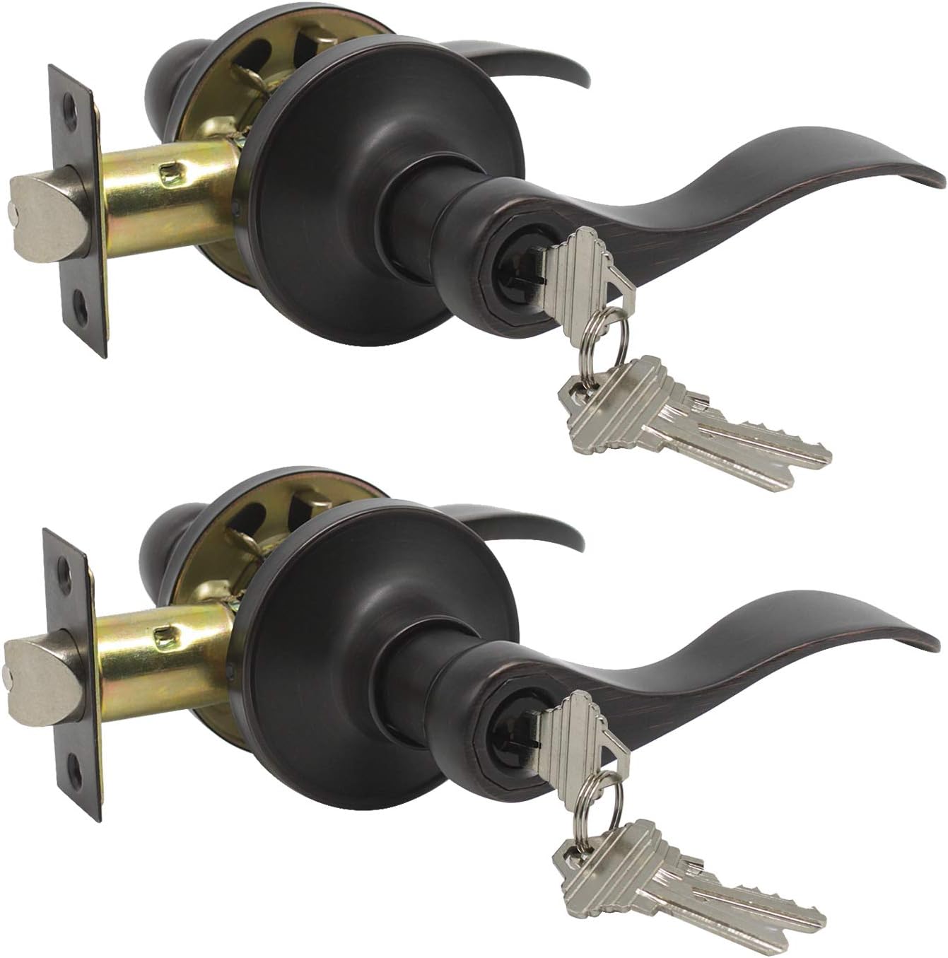 Gobrico Brushed Nickel KeyedAlike Entry Door Locksets with WaveDrop