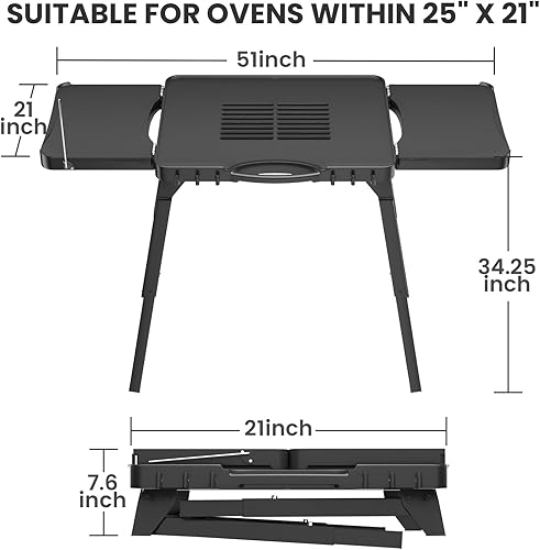 Miniatura 10 de Soporte de parrilla portátil para Ninja OG700 OG701 OG705 OG750 OG751BRN Series, soporte de parrilla plegable para parrilla Ninja Woodfire al aire