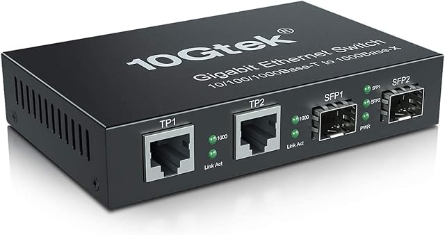 4-portowy Gigabit Ethernet Fiber Switch, z dwoma gniazdami SFP (1000 m), bez nadajnika