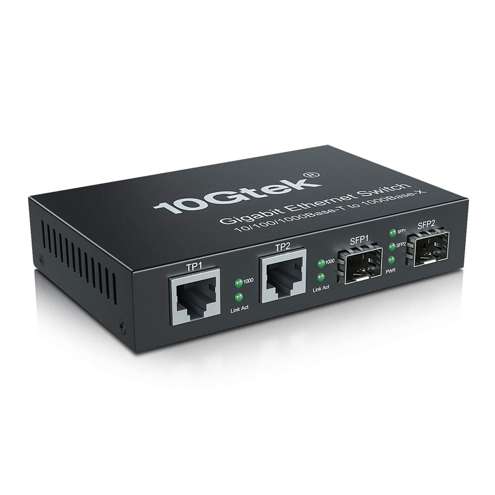 Gigabit Ethernet Media Converter, 1.25Gb/s Supports Mini 2X 10/100/1000Base-T RJ45 Networks Ethernet to 2X 1000Base-X SFP Fiber Converter Without Transceiver, with a European Power Adapter…