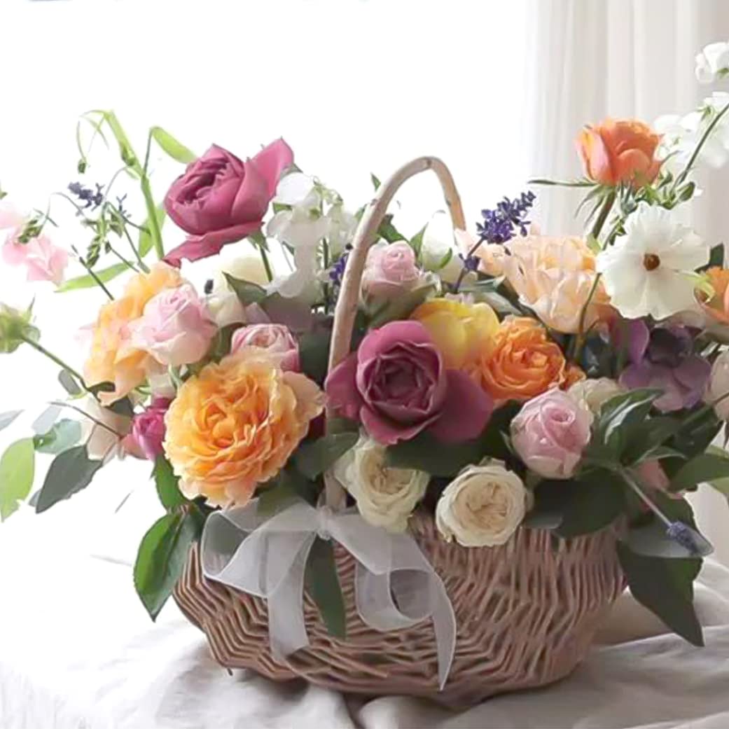 Cesto di fiori Cesto di fiori in rattan intrecciato da 10 pollici Organizzatore di stoccaggio per alimenti da cucina per matrimoni S