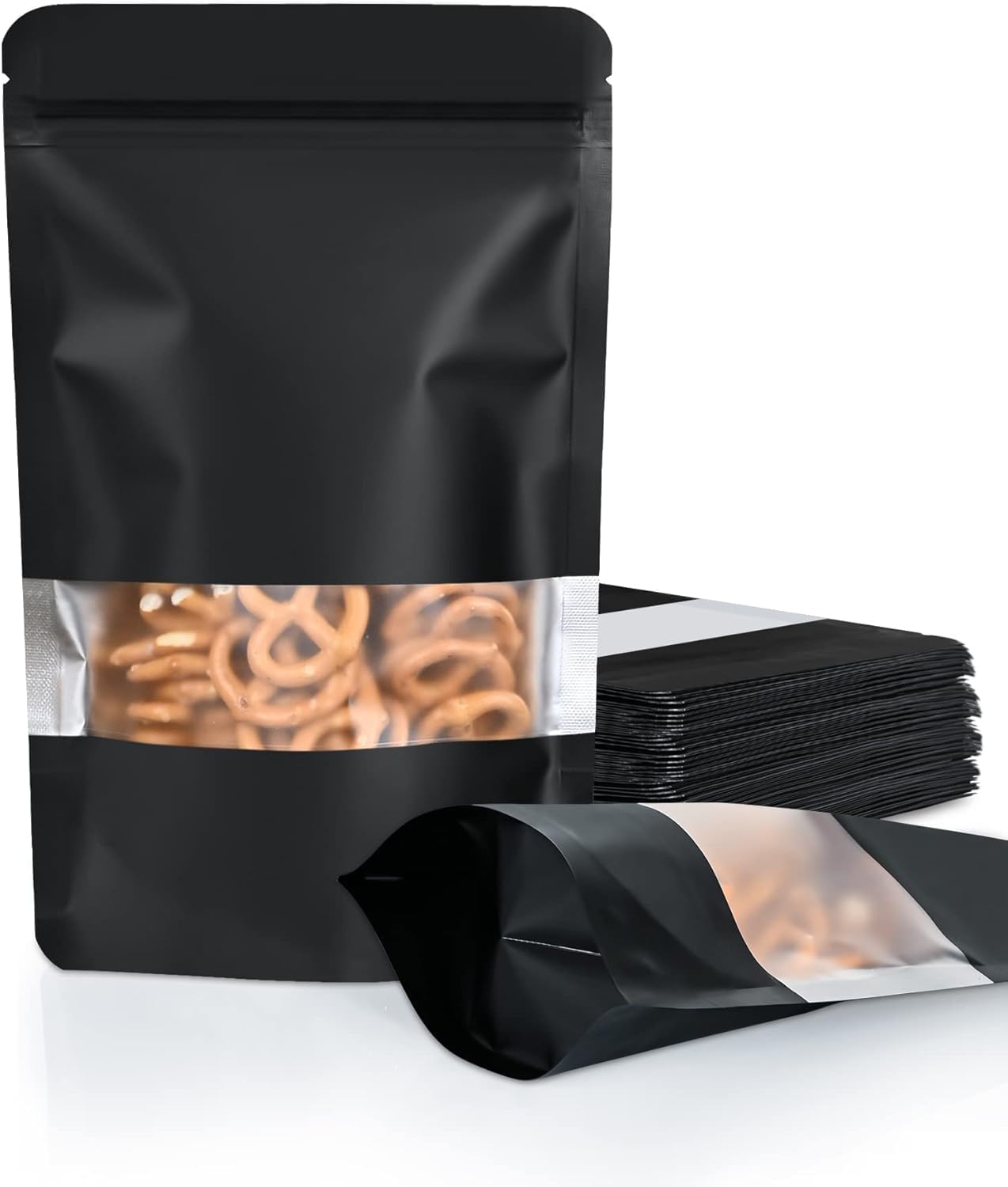 Waterproof, Leakproof, Airtight Multi-Purpose Storage with Top Notch | Reusable Zip Lock Stand Up Pouches | Black (100, 1000 Grams)