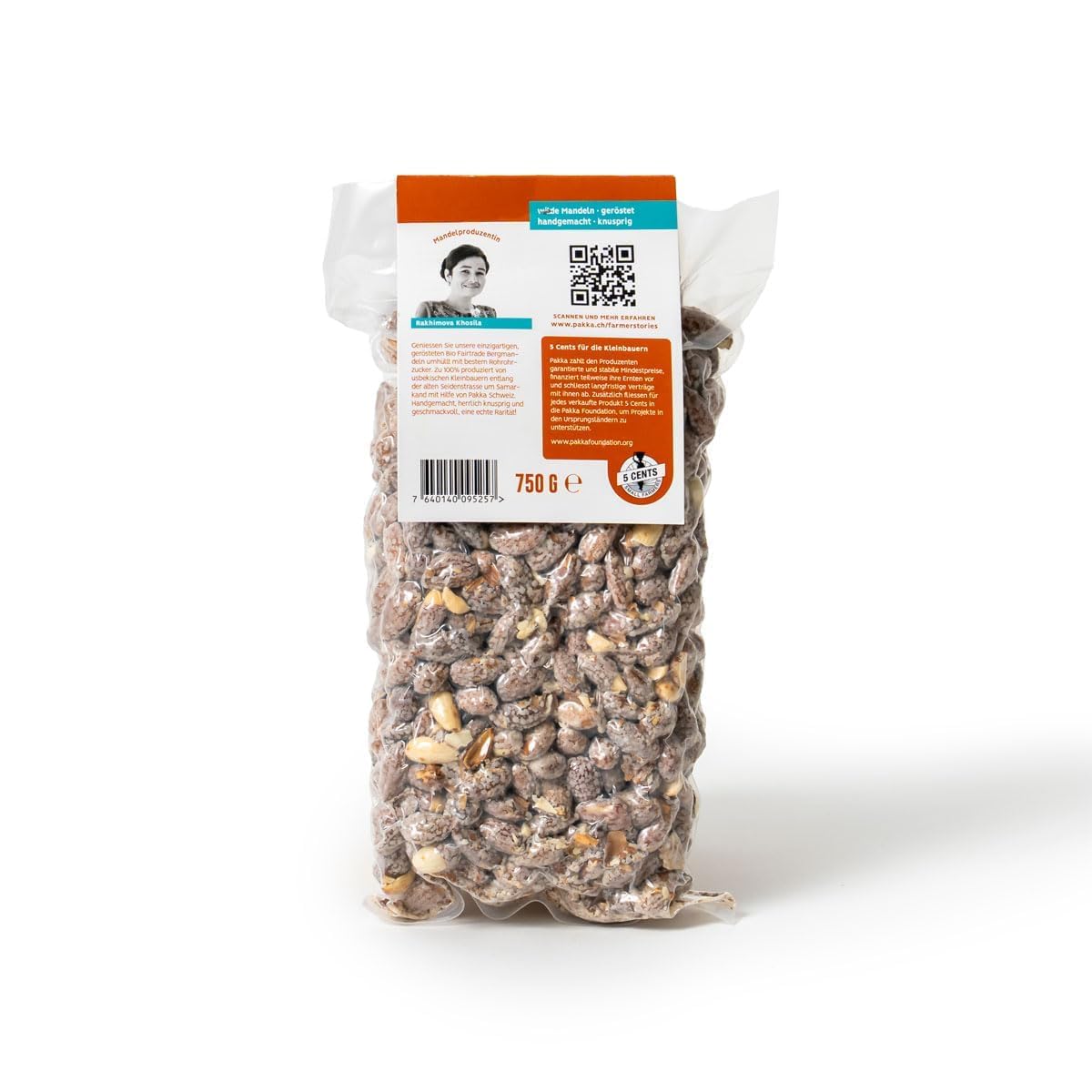 PAKKA - Bio Fairtrade Zuckermandeln geröstet 750gr, Öko kandierte gebrannte Zucker Mandeln - Navat, direkt aus Samarkand Usbekistan, vegan, Familienpackung, Value-Pack 0,75kg