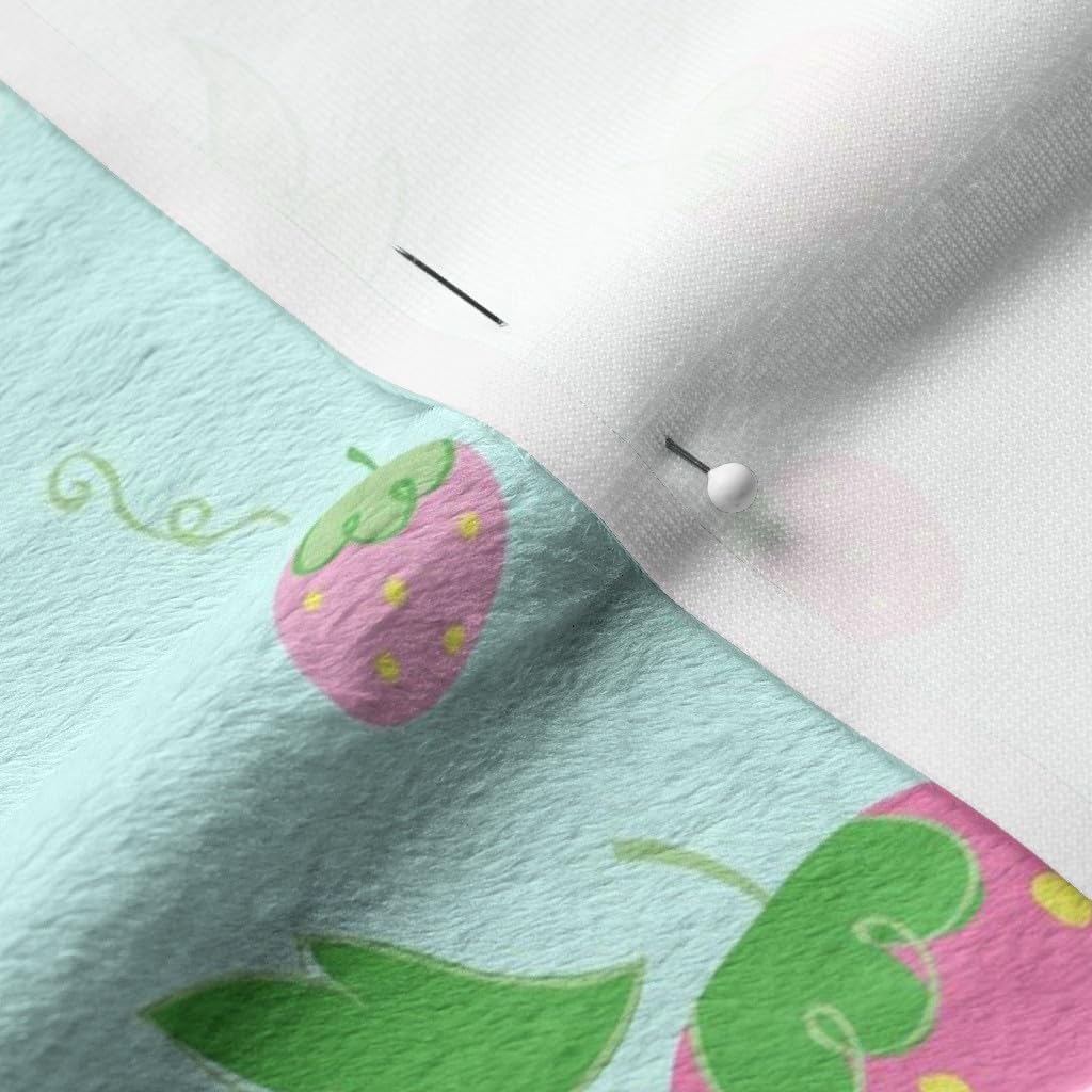 Spoonflower Fabric - Strawberries Mint Strawberry Green Berry Pink Cream Magenta Fruit Printed on Minky Fabric by The Yard - Sewing Baby Blankets Quilt Backing Plush