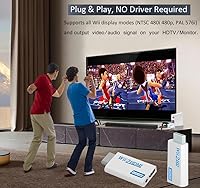 Vista 5 de Convertidor Wii a HDMI, Wii2 a HDMI para salida de audio de video HD con conector de audio de 0.138 in, compatible con todos los modos