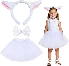3 Pieces Sheep Costume Set Girls Headband Sheep Ears Bow Tie Tutu Girls Costume Lamb Ears Lamb for Parties Halloween Christmas Carnival