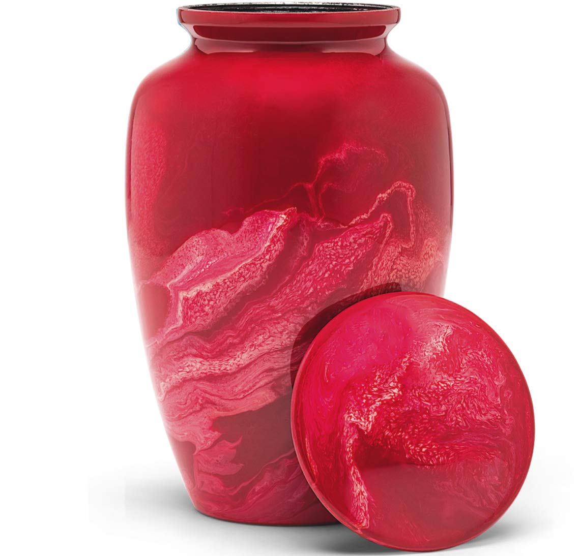 Eternal Harmony Cremation Urn | Carefully Handcrafted With Elegant Finishes | Adult Urn With Beautiful Velvet Bag (Red Milo, Large)