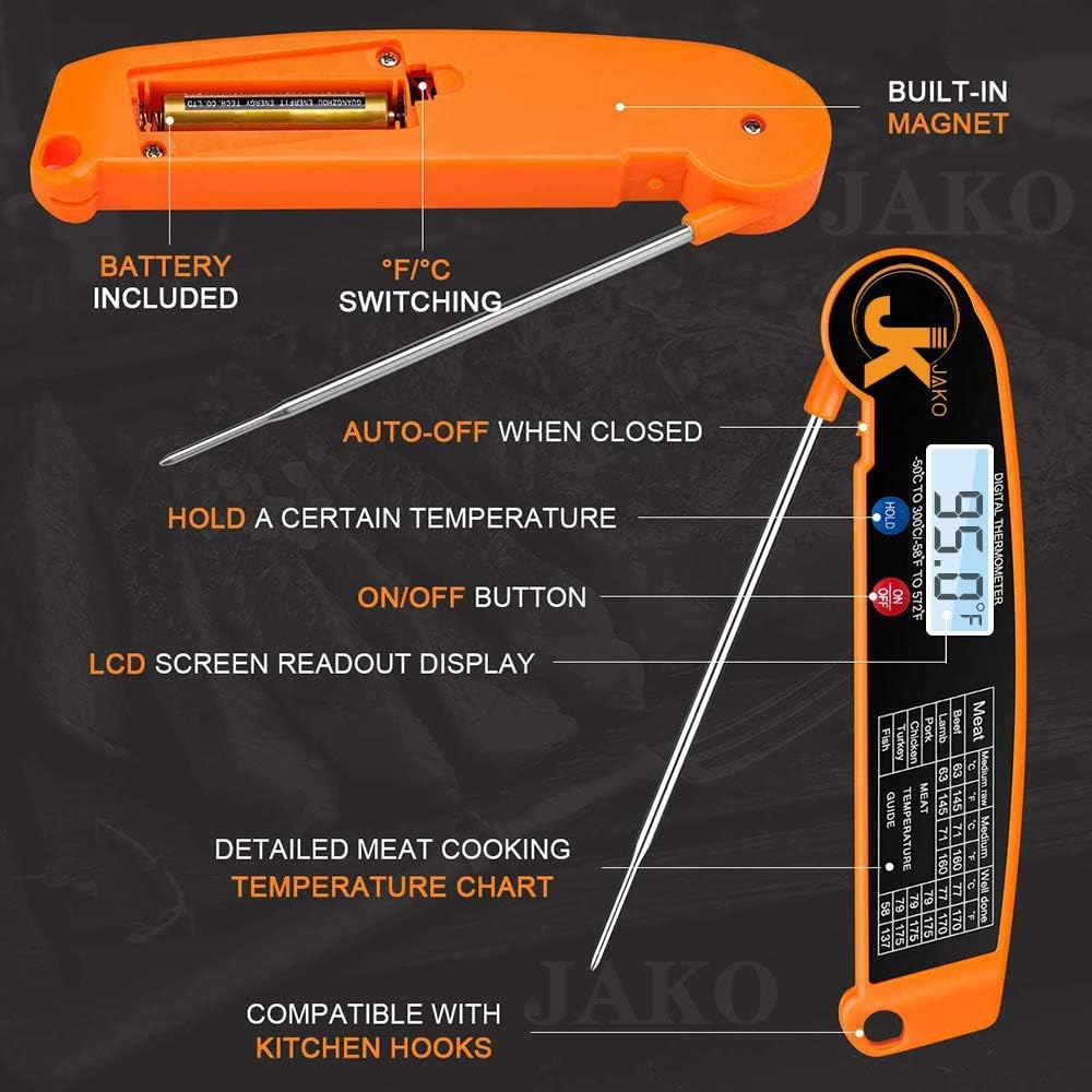 review Candy Thermometer,Instant Read Meat Thermometer-Food Thermometer with Temperature Guide Function.Thermometer for Grilling Cooking Kitchen Thermometer for Liquids Smoker Water BBQ Oil Deep Fry