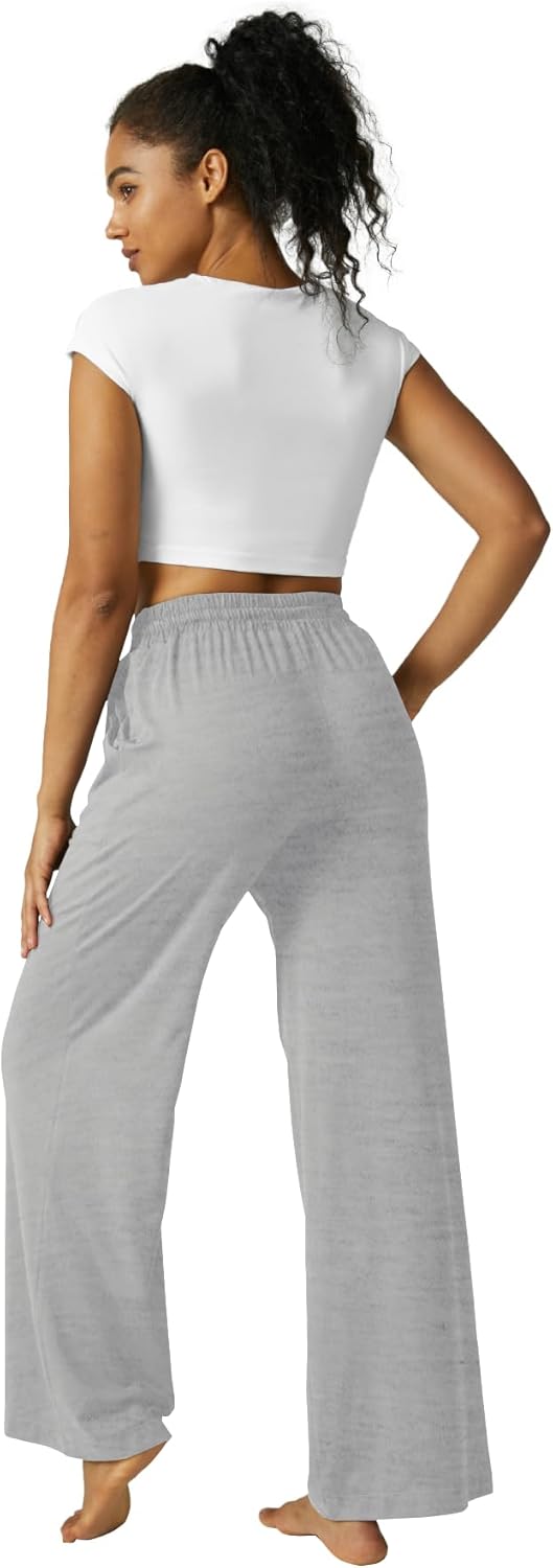 Wide Leg Pants Women Modal Lounge Pajamas Sweatpants Drawstring High Waisted Pants with Pockets - Image 6