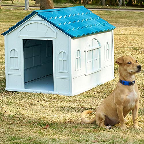 Plastic Dog Kennel Pet House L & XL Weatherproof Outdoor Durable Animal Shelter (DOG HOUSE LARGE 76X65X63CM)