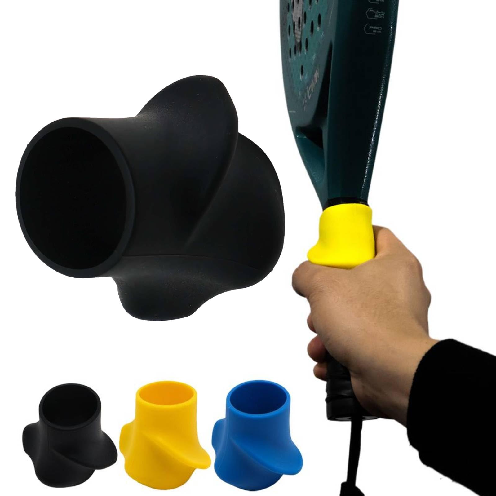 Silicone Tennis Racket Handle Cover, Ergonomic Grip Correction Trainer For Padel Pickleball, Anti-Slip Hand Position Guide To Reduce Wrist Strain & Elbow Pain, New Upgrade Sports Accessory (Black)