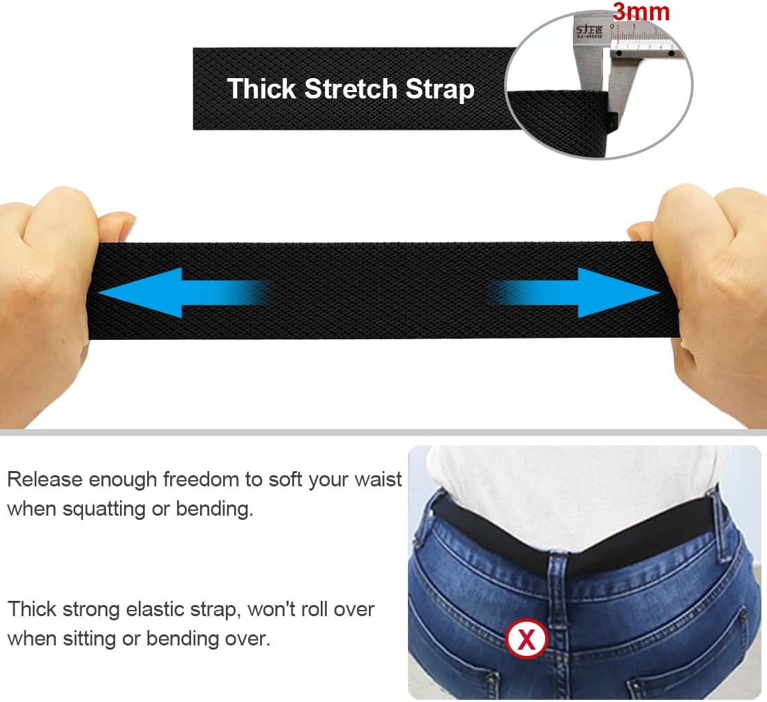 WYuZe Nylon Elastic Stretch Belt-2 Pack Men Casual Golf Belt Military Metal Buckle - Image 3