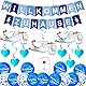 Willkommen Zuhause Baby, Vormontiert Willkommen Zuhause Banner, Welcome Home Baby, Mit 6 Stück Storch Zur Geburt, Willkommen Balloon, Baby Geburt Deko