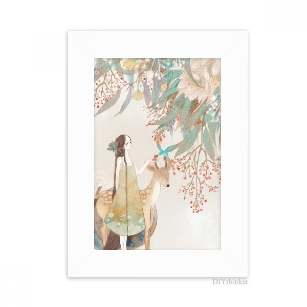 Cadre photo cerf style chinois classique, cadeau idéal blanc 5x7 pouces