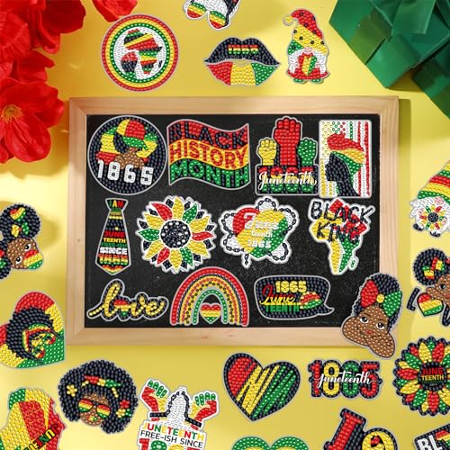 Kit de 24 imanes decorativos de arte diamante Juneteenth miniatura 2