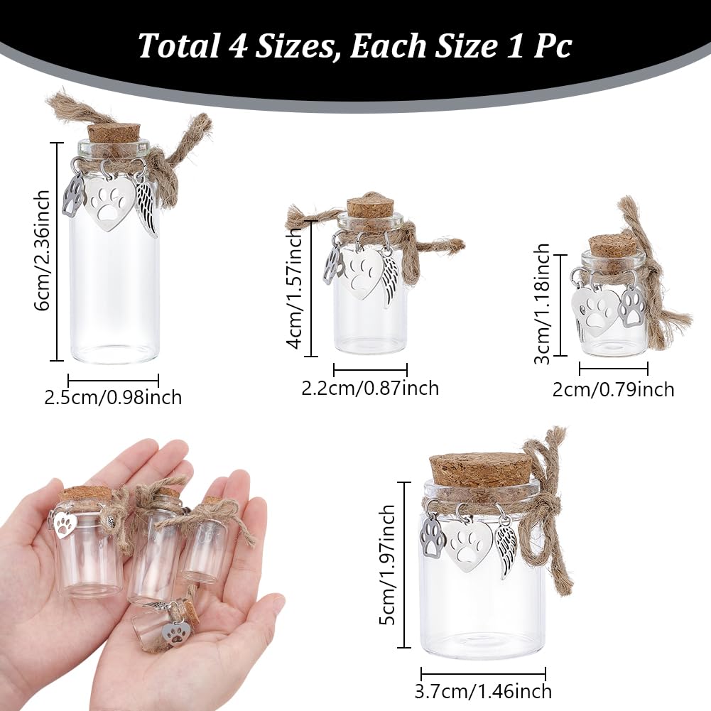 NBEADS 4 Pcs Pet Hair Memorial Bottle - Image 2