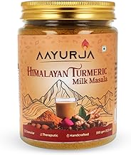 AAYURJA Himalayan Turmeric Milk Masala - Golden Milk Powder with Ashwagandha & Spices | Dairy-Free, Vegan | Relaxation & Wellness Drink | 350g