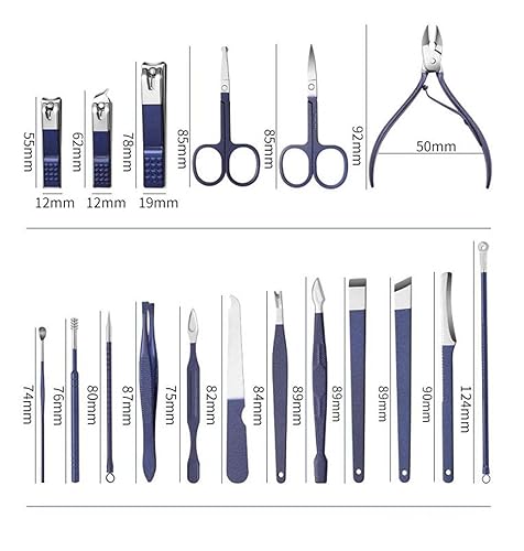 Miniatura 2 de Rainbow - Juego de manicura de acero inoxidable 18 en 1, degradado de acero inoxidable, kit de pedicura profesional para uñas con estuche de viaje