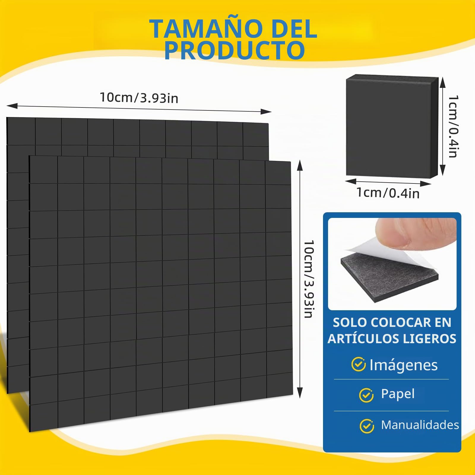 500 Piezas Imanes Adhesivos, 10x10mm Iman Adhesivo para Manualidades, Nevera, Oficina, Escuela, Iman Autoadhesivo, Imanes Pequeños para Notas, Fotos y Objetos Ligeros