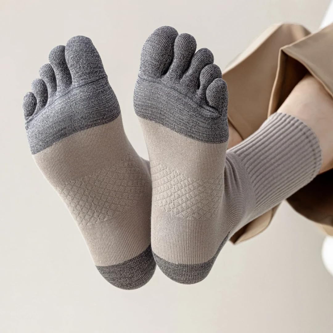 3 paia Calzini a cinque dita Uomini Calzini antiscivolo Uomo Cotone Crew Sport Atletica Yoga