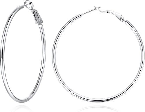 Jewlpire Large Big 925 Sterling Silver Plated Hoop Earrings 