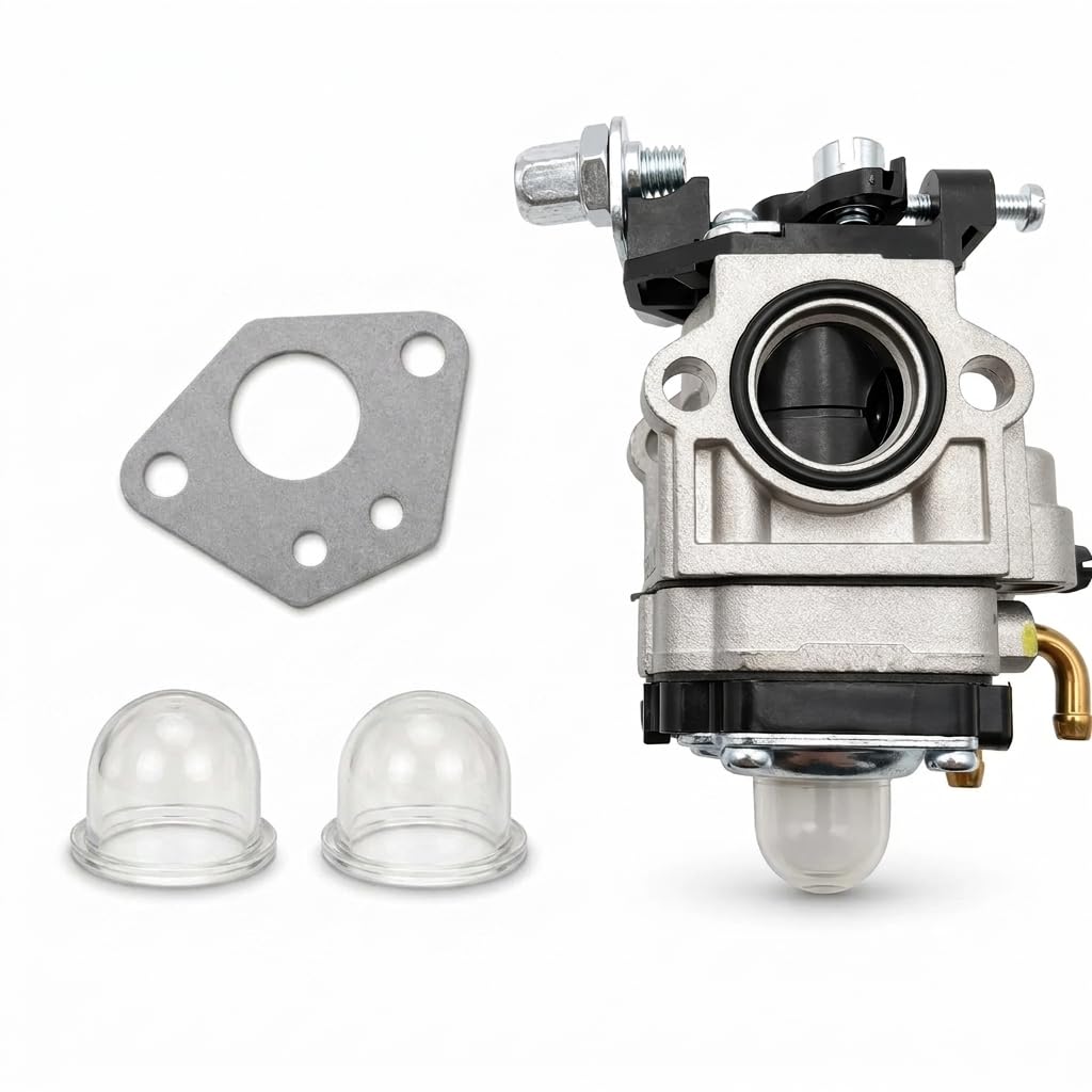 52CC Strimmer Carburettor, 15mm Universal Carburetor with Gasket, Replacement for Walbro Carburettor, Fits Brush Cutter, Hedge Trimmer, String Trimmer, Leaf Blower, Multi-Tool, Scooter and Cultivator