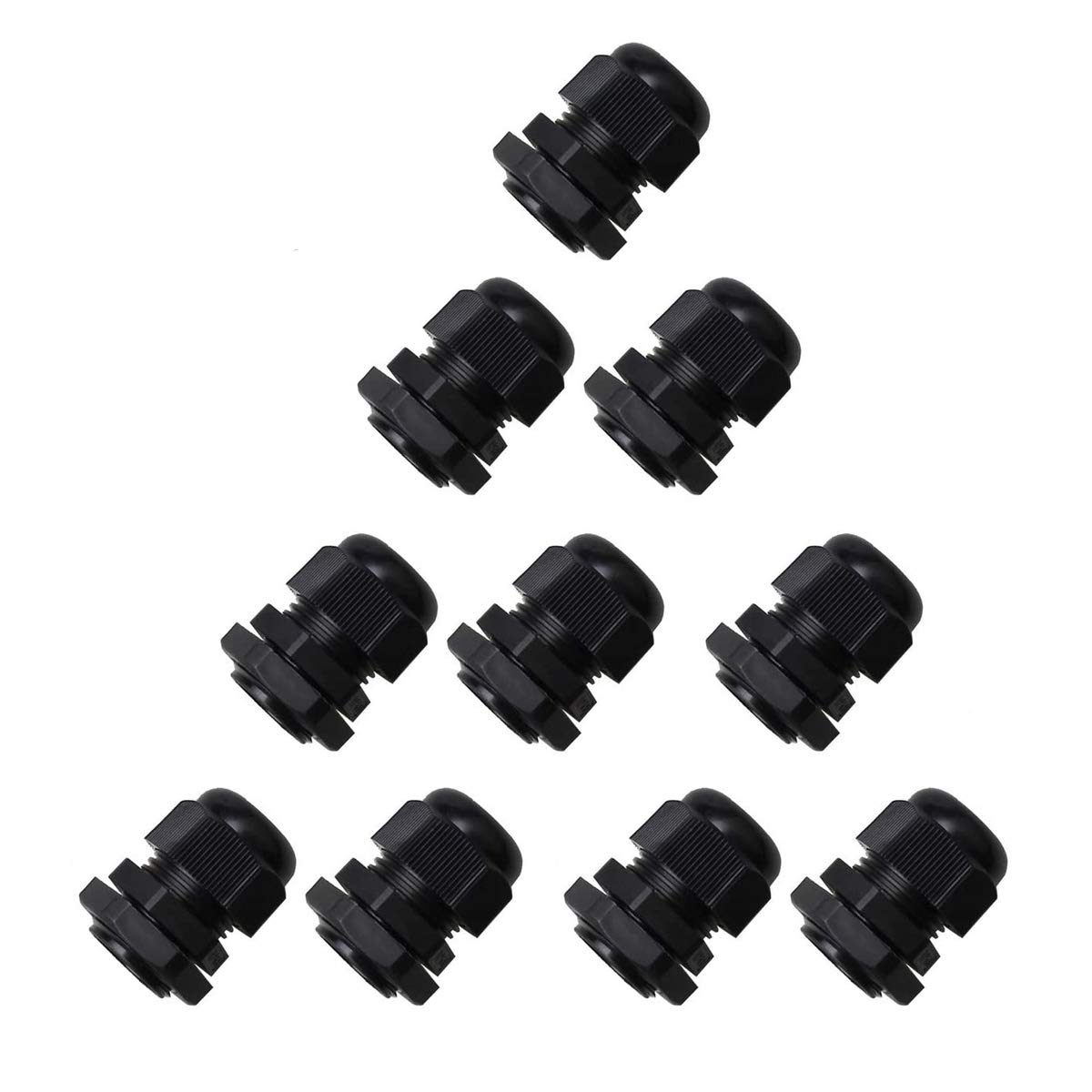 Vogueing Tool 10 Pack M20*1.5 Black TRS Stuffing Compression Glands for 8.5-14MM Cable Waterproof IP68 with Locknut and Washer