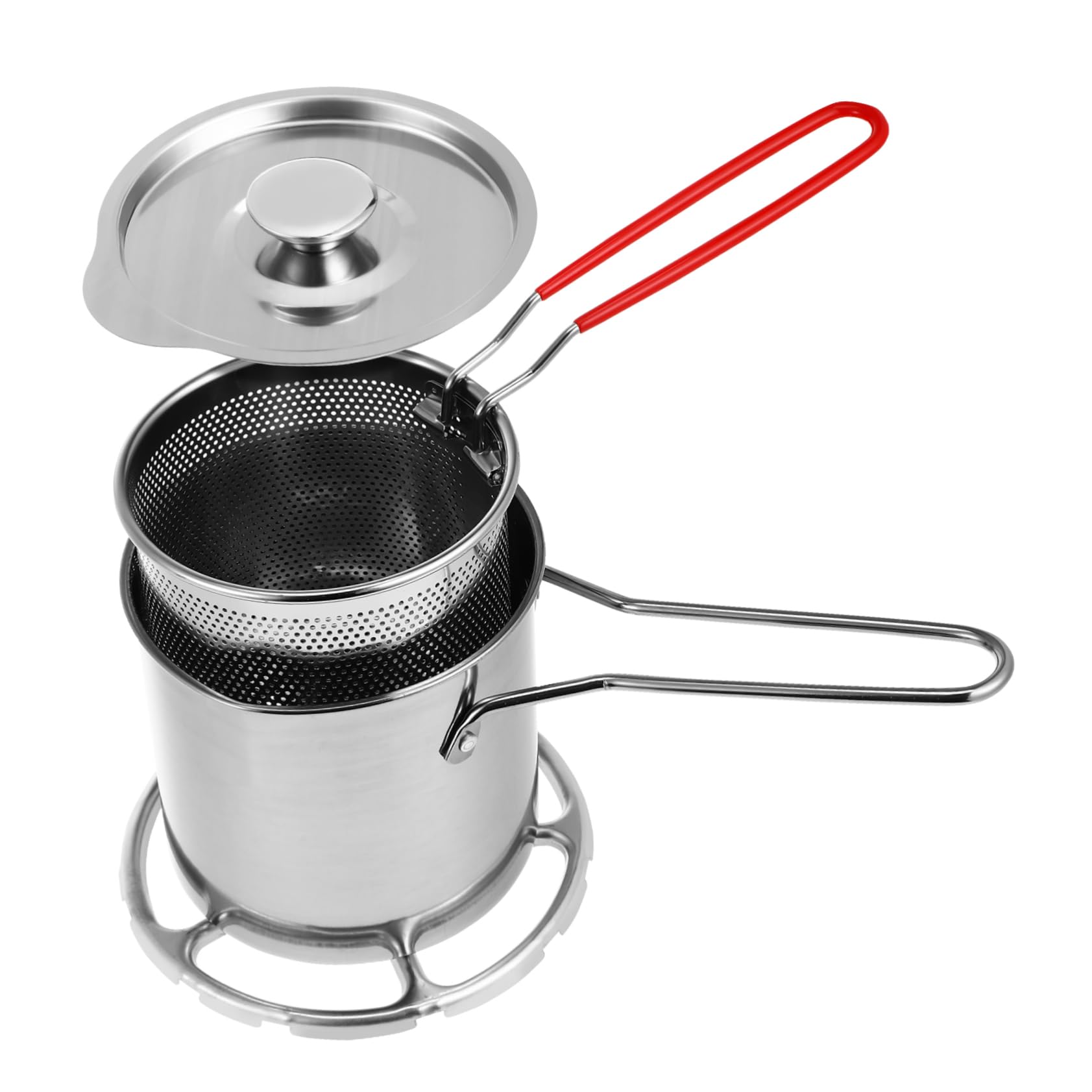 OHPHCALL 1 Set Stainless Steel Deep Fryer with Fry Basket Safe Handle for Chips Fish Vegetables and Chicken Cooking Convenient Kitchen Food Frying Kit