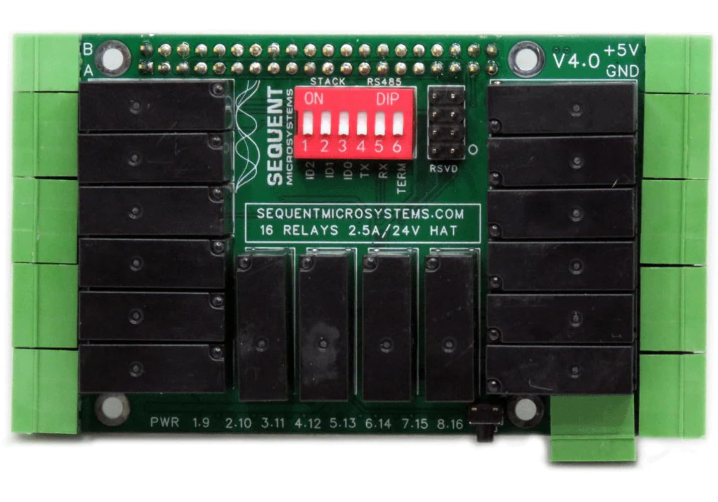 Sixteen RELAYS 8-Layer Stackable HAT for Raspberry Pi