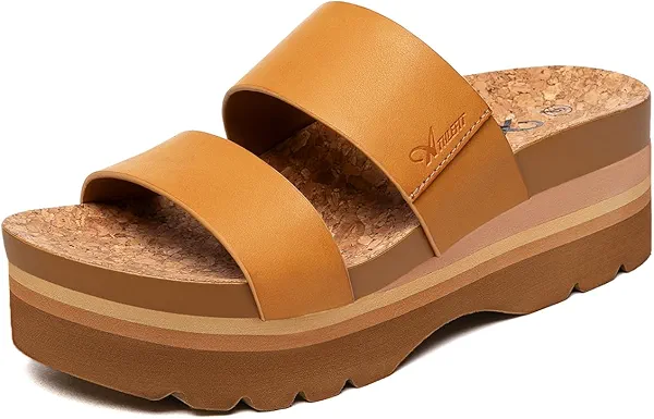 Athlefit Platform Sandals Women Summer Flatform Slides for Women Comfortable Arch Support Beach Sandals