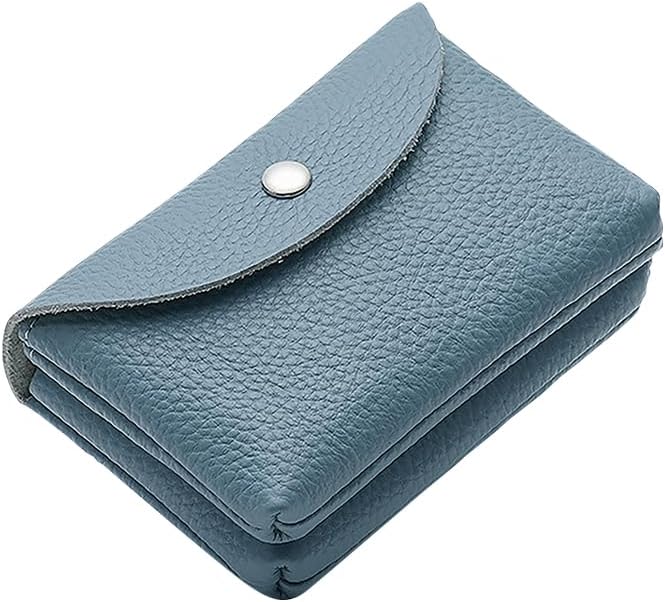 GSHLLO Leather Zipper Coin Purse Double Layer Wallet Small Credit Card Purse Pocket Size Cash Wallet Portable Coin Pouch with Snap Button for Daily Life Brown image 4