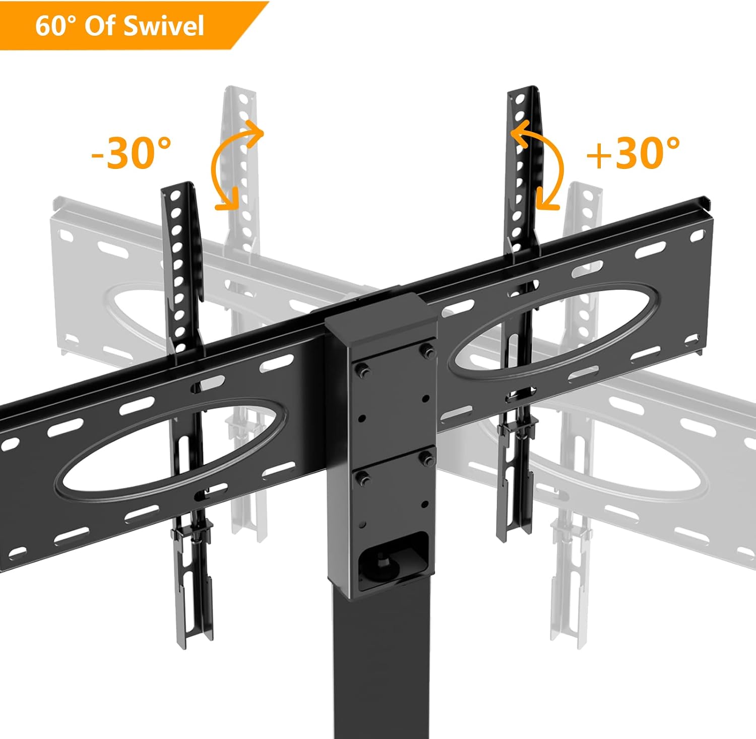 5Rcom Universal Swivel Tabletop TV Stand with Mount for 37 40 42 47 50 55 60 65 70 75 Inch Flat or Curved Screen TVs with Tempered Glass Base Height Adjustment, VESA 600x400mm