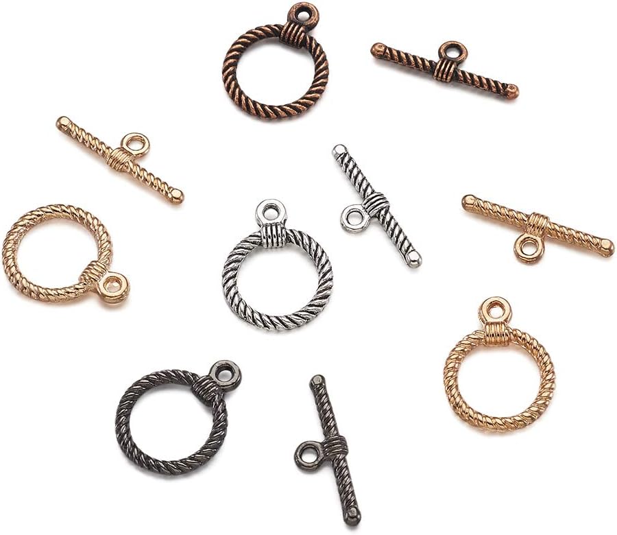Craftdady 20 Sets Mixed Color 22mm Tibetan Style Alloy Ring Toggle Clasps for DIY Jewelry Making Crafting