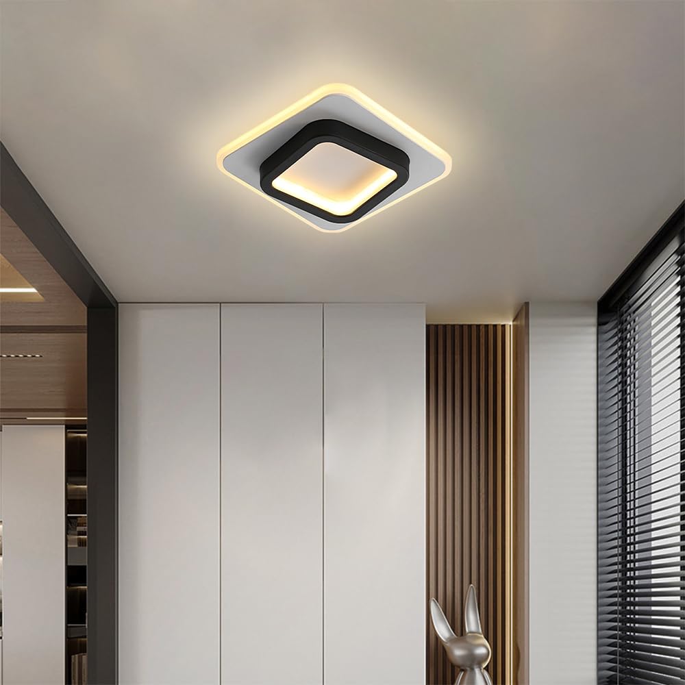 Kwadratowa Sufitowa Led Z Możliwością Regulacji, 3000K/4500K/6000K, Do Korytarza, Sypialni, Ganku, Nowoczesna Metalowa Sufitowa/Ciemny/20 Cm