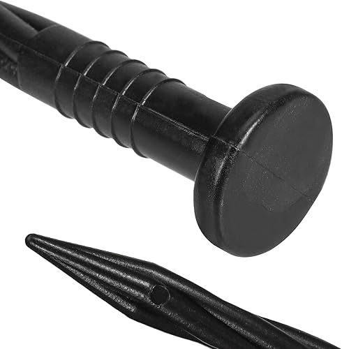 Miniatura 3 de SINJEUN Paquete de 100 clavos de plástico negro de 8 pulgadas, picos de anclaje de nailon en espiral para paisaje, estacas de borde de paisaje de
