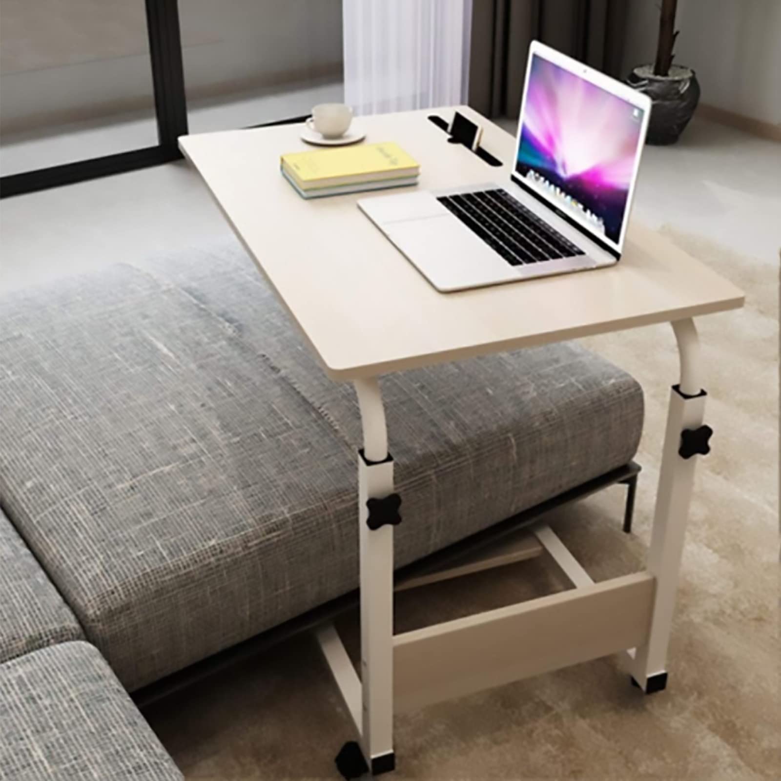 Tavolino da Letto, tavolini sopra Il Letto, scrivania per Laptop con Ruote, Tavolo da Pranzo Laterale Regolabile in Altezza, Tavolo Medico Mobile (Dimensioni: 80x40 cm)