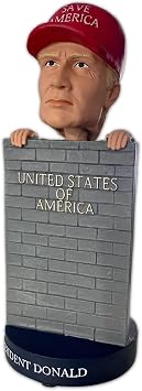 Pesky Patriot President-T 2024 Save America Bobblehead Doll | MAGA Border Wall تحت عنوان شخصية دونالد تي | بناء الجدار Bobblehead لمؤيدي دونالد تي الجمهوريين