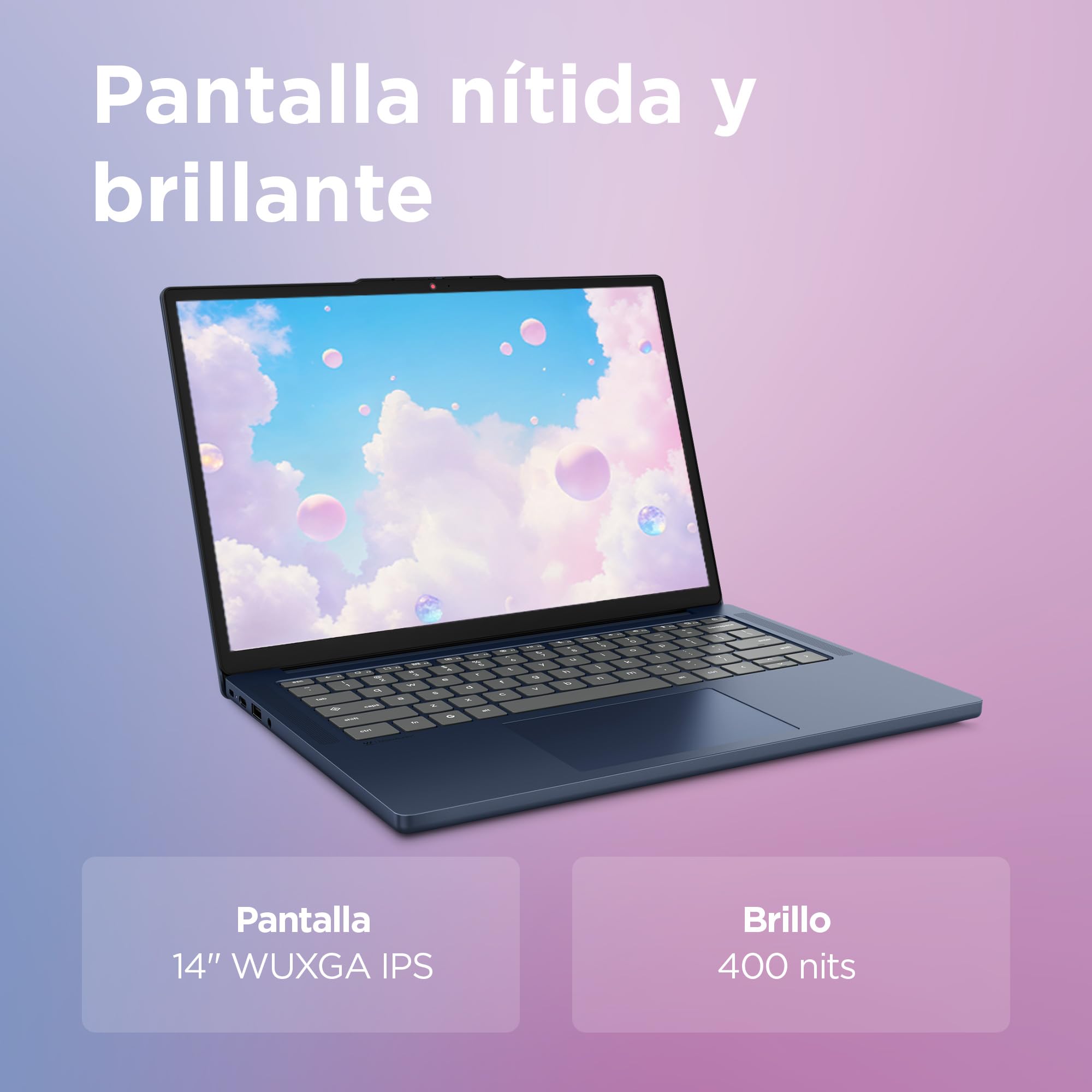 Lenovo Chromebook Gen 11 - Ordenador Portátil 14" WUXGA (MediaTek Kompanio 540, 8 GB RAM, 128 GB UFS 2.2, ChromeOS) QWERTY Español, Azul + 3 Meses Google AI Pro con Gemini Pro y 5TB