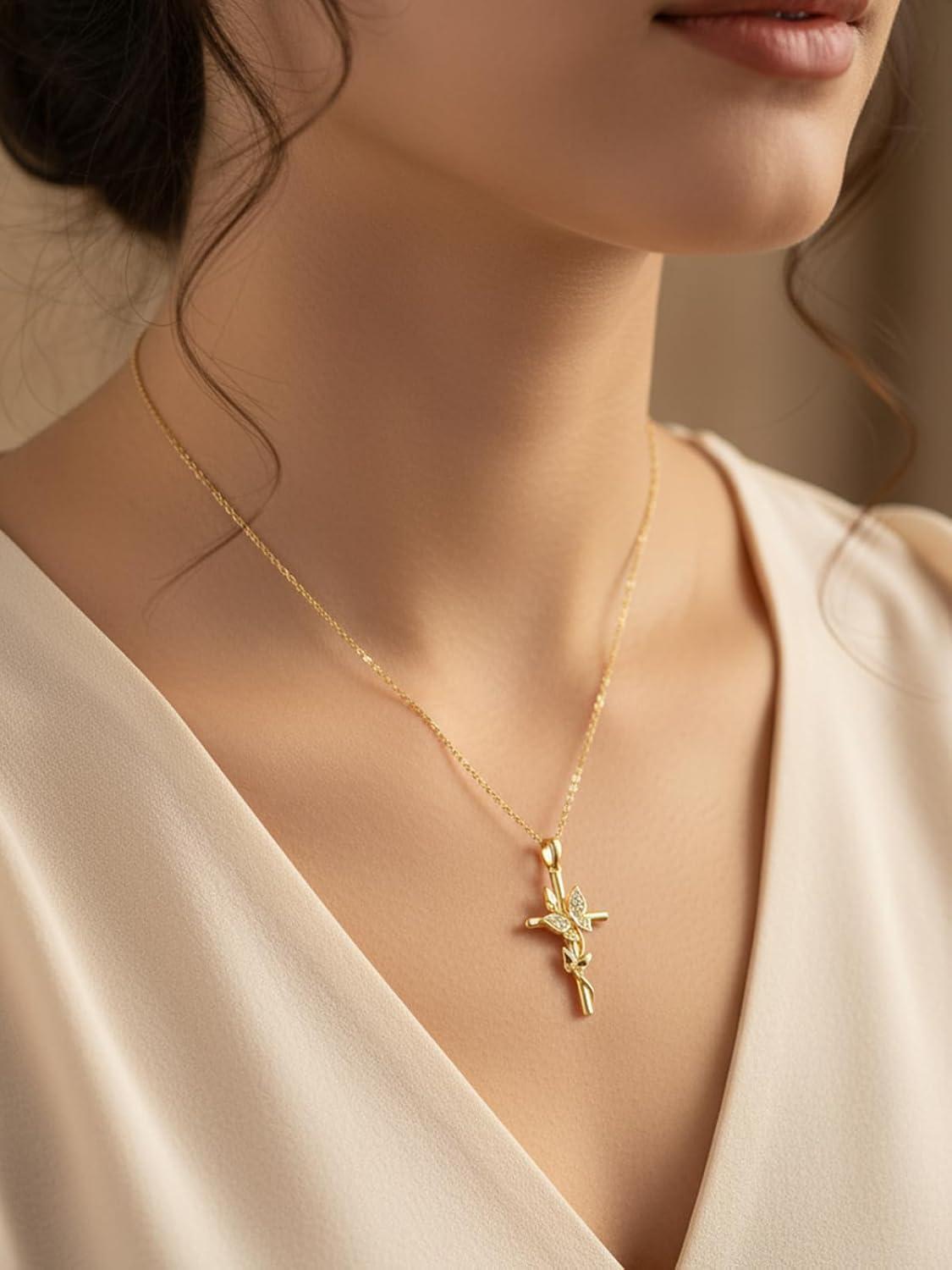 CYW Color-D VVS1 Clarity Moissanite Butterfly Pendant Necklace for Women, Really Authentic Solid 925 Sterling Silver, 16"/18"/20" Adjustable Chain, Anniversary Mother's Day Christmas Valentines Gift - Image 2