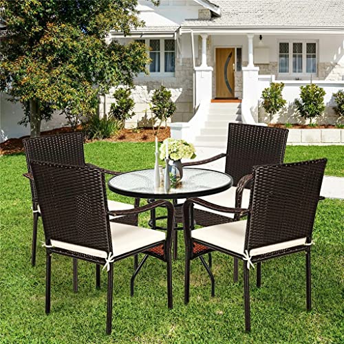 Dloett 4 Piece Patio Chairs Outdoor Dining Chairs Garden Terrace Yard Armchairs #TOP4